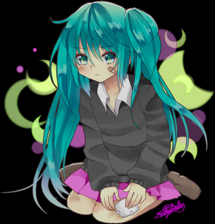 Chibi Miku Sitting Illustration