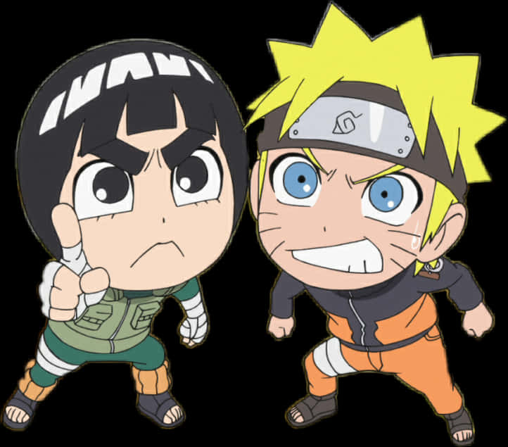 Chibi_ Naruto_and_ Rock_ Lee PNG with transparent background