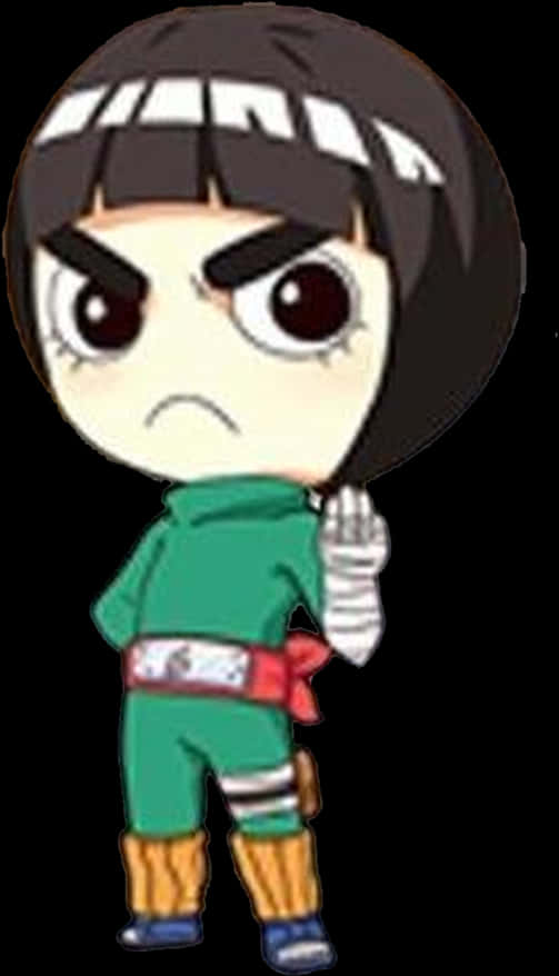 Chibi_ Rock_ Lee_ Stance PNG with transparent background