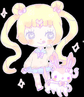 Chibi Sailor Moonand Luna Pastel Art