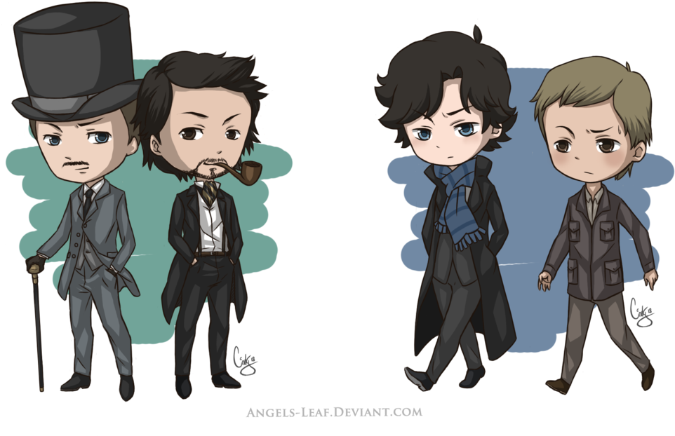 Chibi Sherlock Characters Illustration