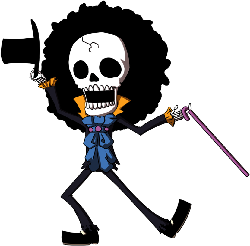 Chibi Skeleton Character With Axeand Cane