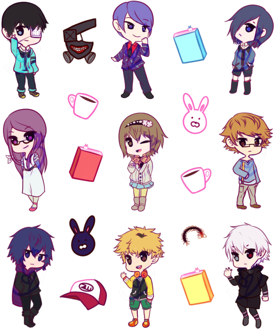 Chibi Style Character Collection PNG with transparent background