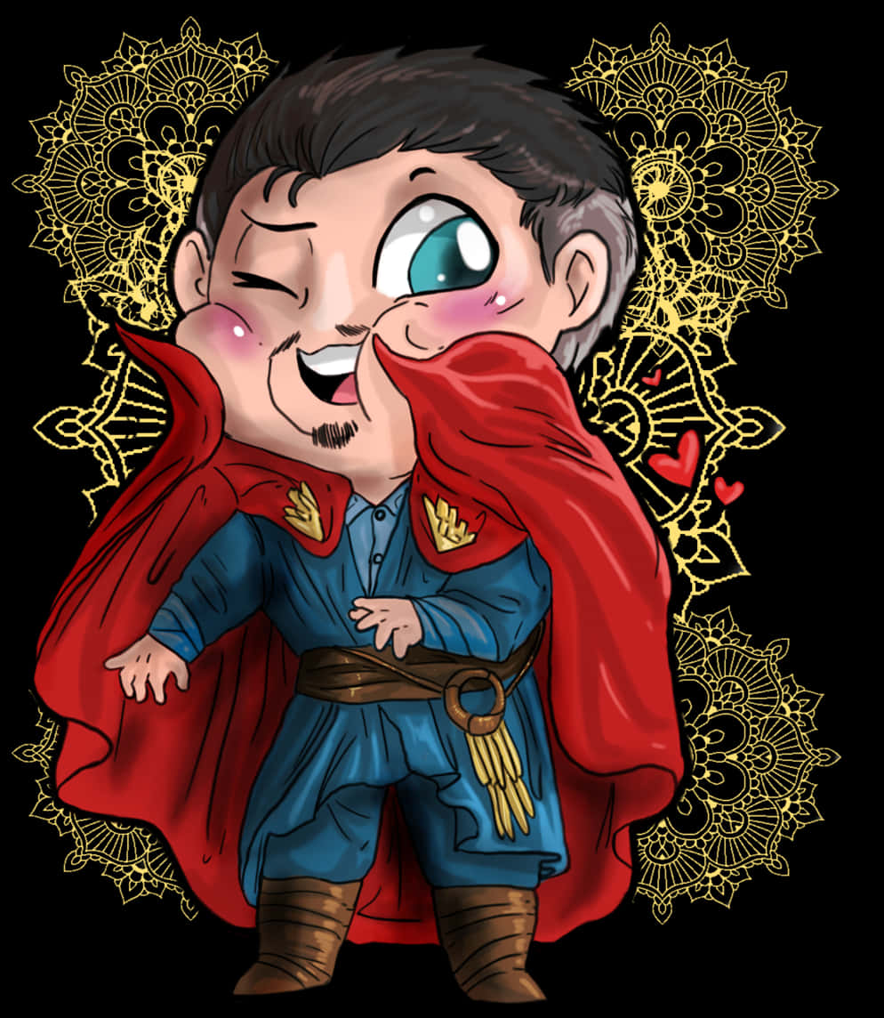 Chibi Style Doctor Strange Illustration PNG with transparent background