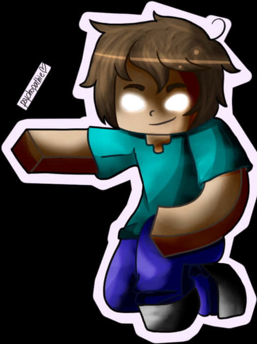 Chibi Style Herobrine Illustration PNG image with a transparent background, free high-resolution download