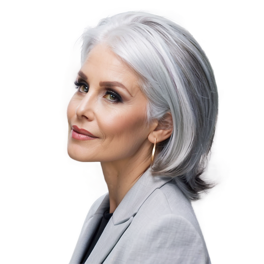 Chic Grey Hair Fashion Png 27