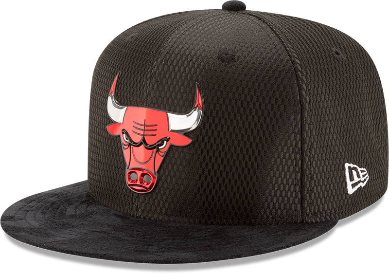 Chicago Bulls Black Flat Brim Hat PNG with transparent background