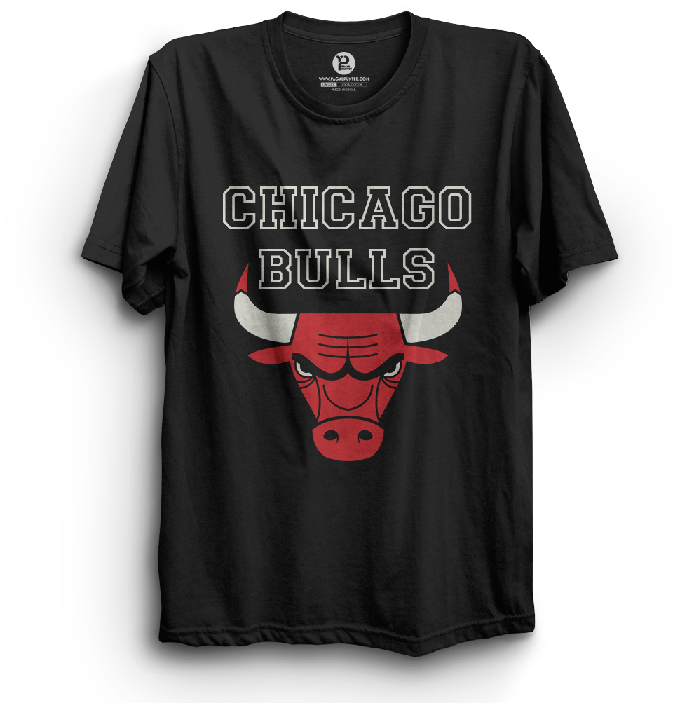 Chicago Bulls Black T Shirt Graphic Design PNG with transparent background