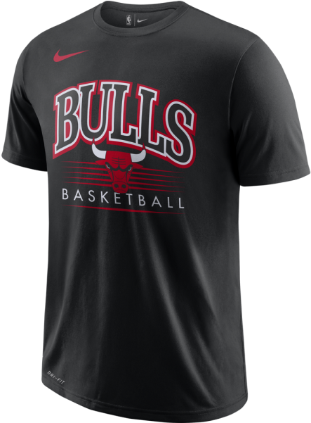 Chicago Bulls Nike Black T Shirt PNG with transparent background