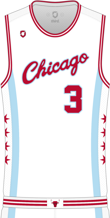 Chicago Bulls Number3 Jersey Design PNG with transparent background