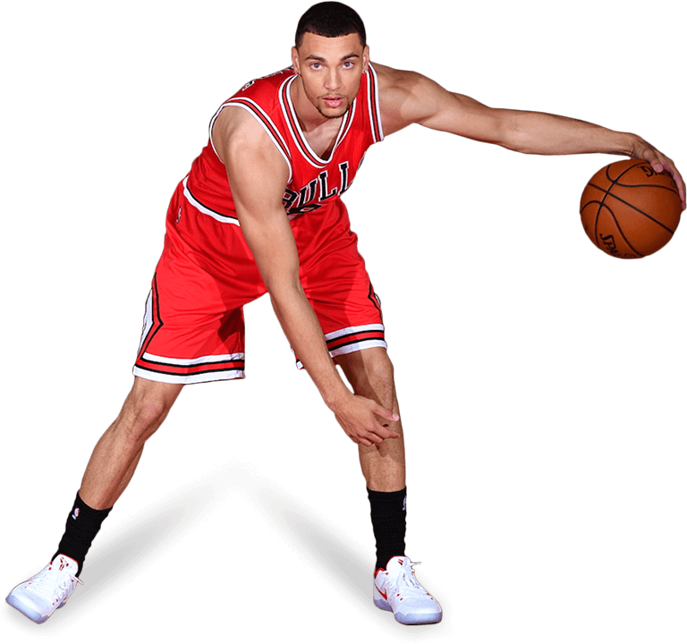 Chicago Bulls Player Dribbling Basketball PNG with transparent background