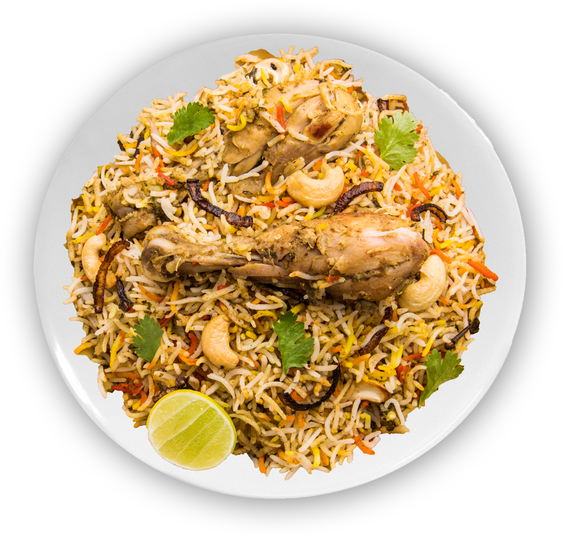 Chicken Biryani Dish Top View