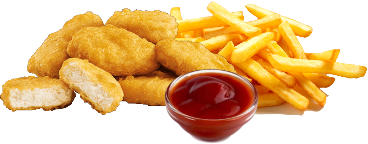 Chicken Nuggets Fries Ketchup Snack PNG with transparent background