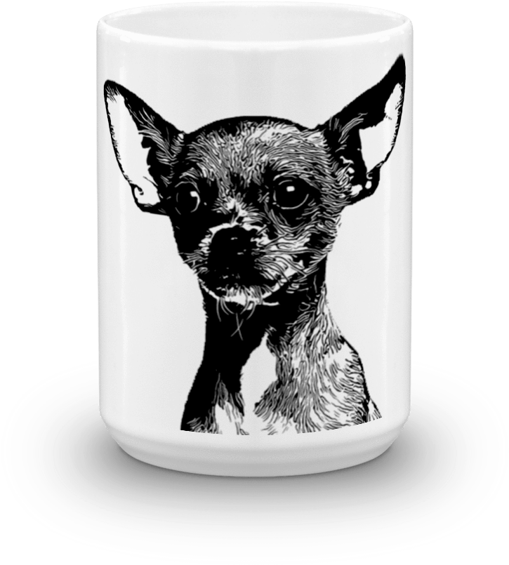 Chihuahua Duotone Comic Black 15oz Mug, HD Png Download PNG with transparent background