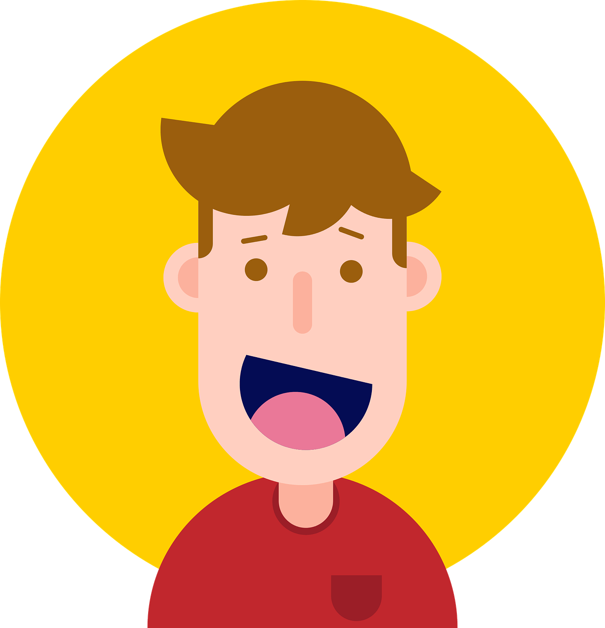 Child Avatar Icon Flat Design Red Yellow Coffee - Happy User Icon Png, Transparent Png PNG with transparent background