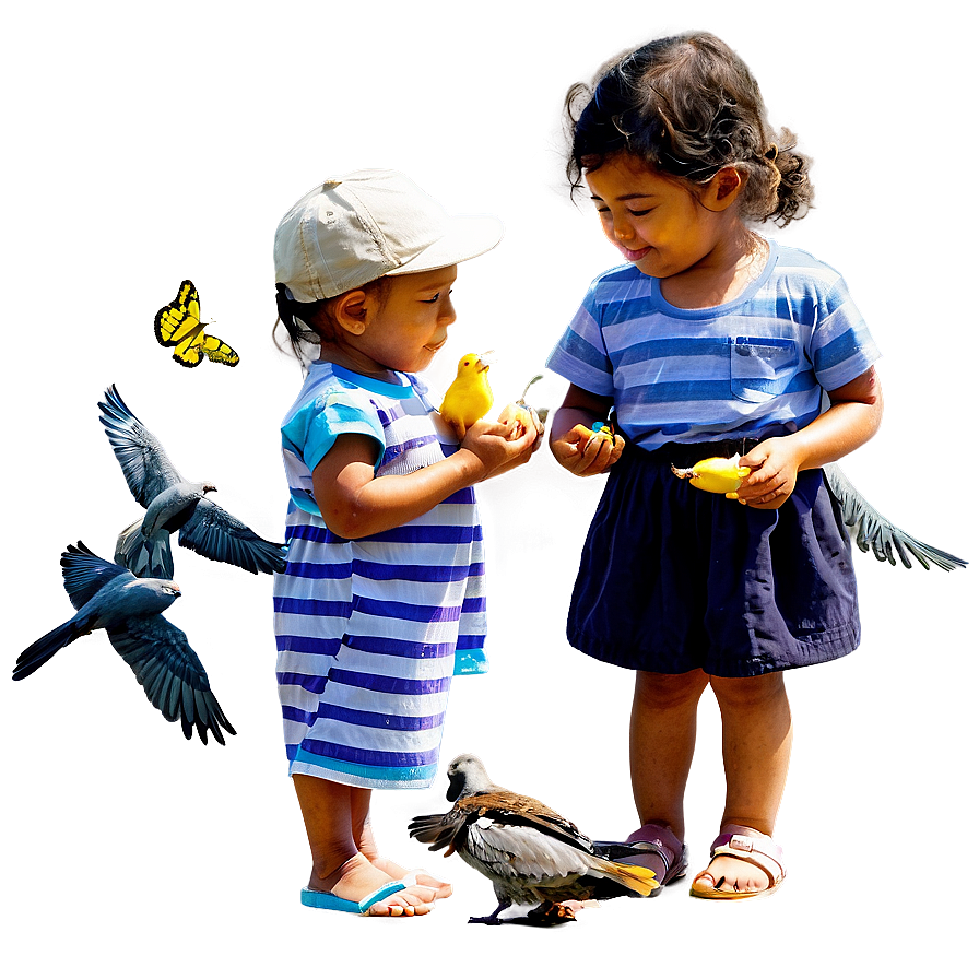 Child Feeding Birds Png Mbp