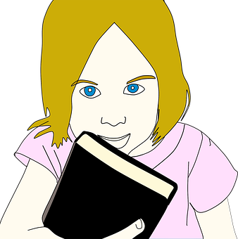 Child Reading Book Cartoon