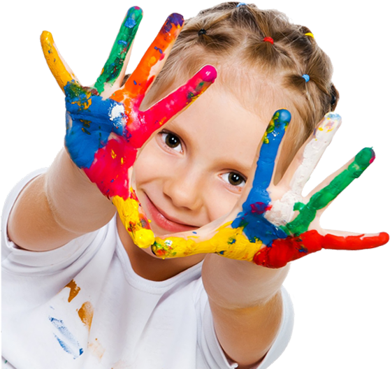 Child With Paint Covered Hands PNG with transparent background