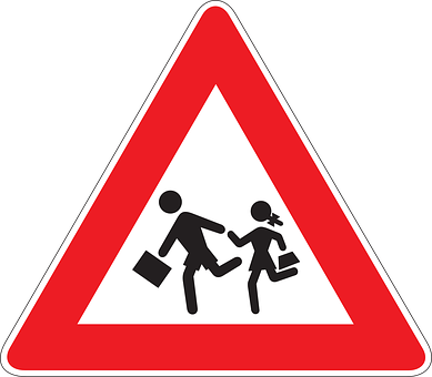 Children Crossing Sign PNG with transparent background
