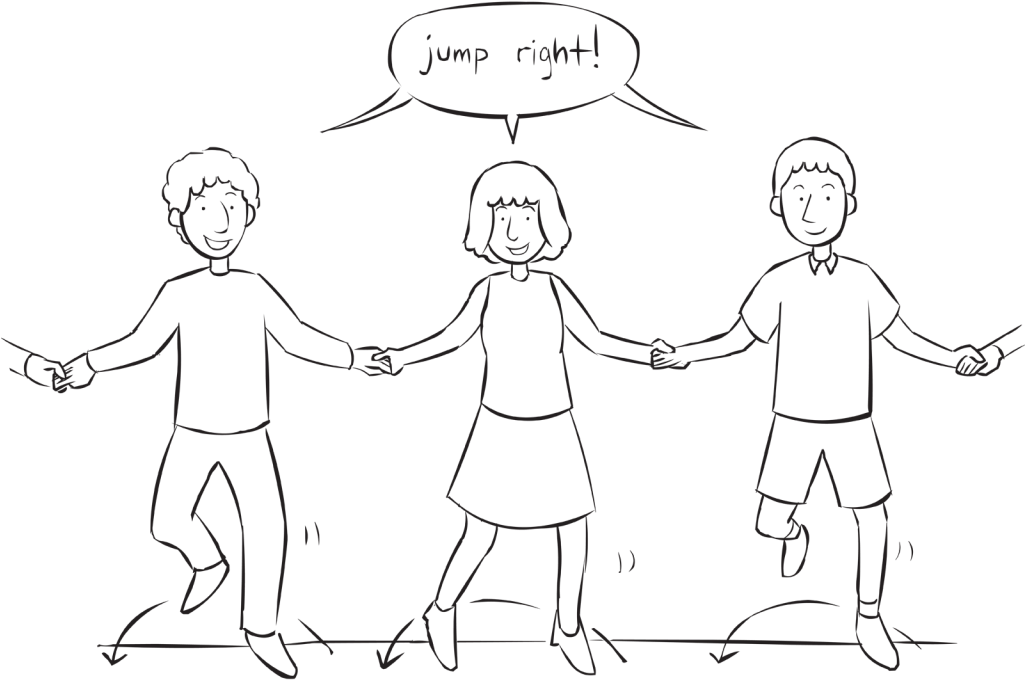 People Holding Hands In A Circle Jumping To Their Right - Jump In Jump Out Game Clipart, HD Png Download PNG with transparent background