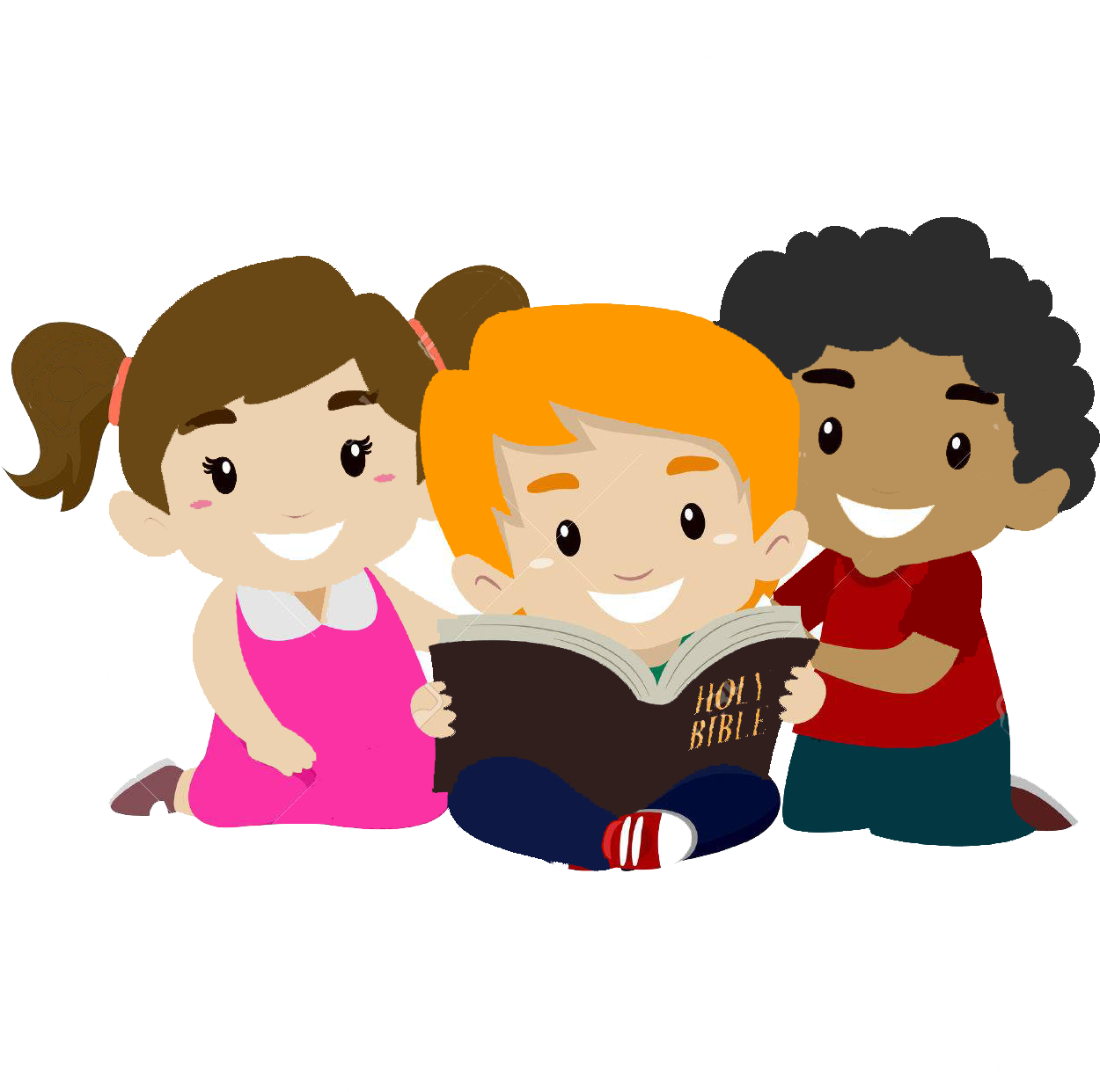 55395845 Vector Illustration Of Children Reading Bible - Niños Con Biblia Animado, HD Png Download PNG with transparent background