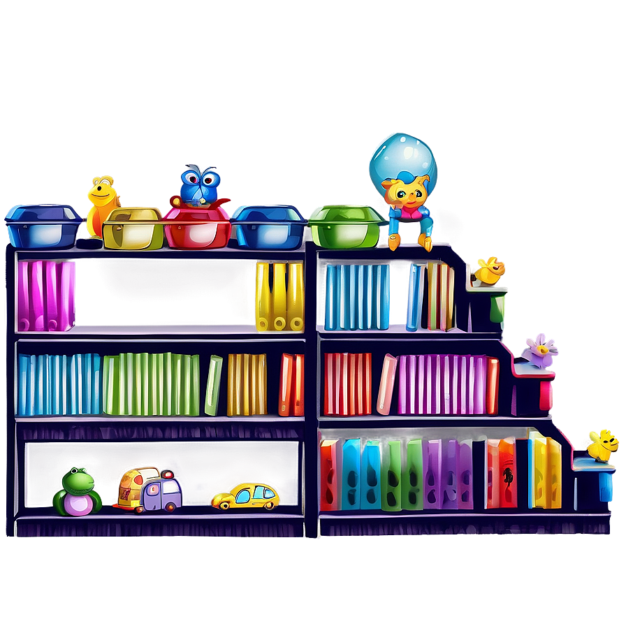 Children's Bookshelf Theme Png Niw