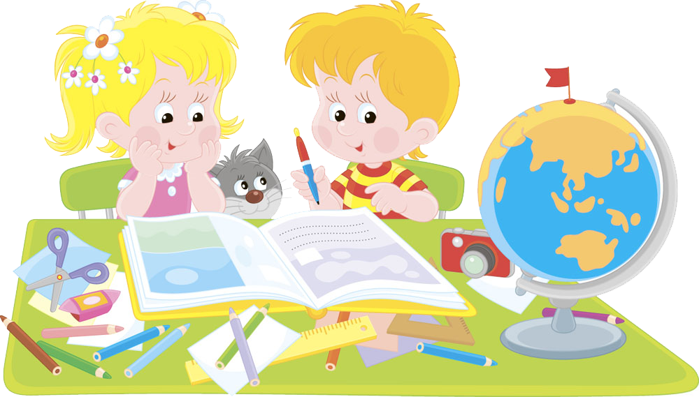 Children Studying Cartoon