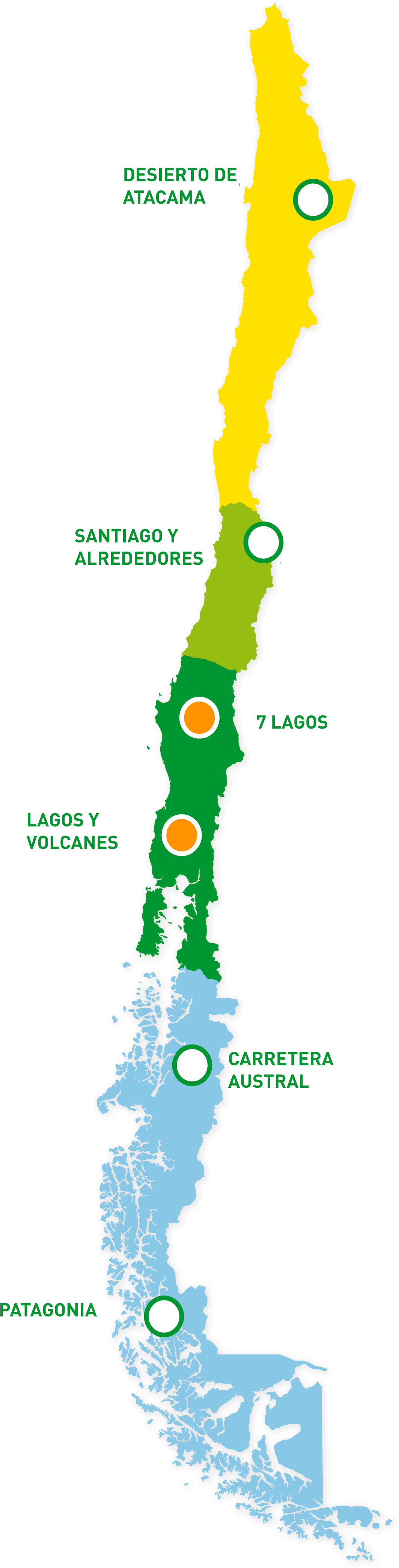 Chile Geographic Regions Map PNG with transparent background