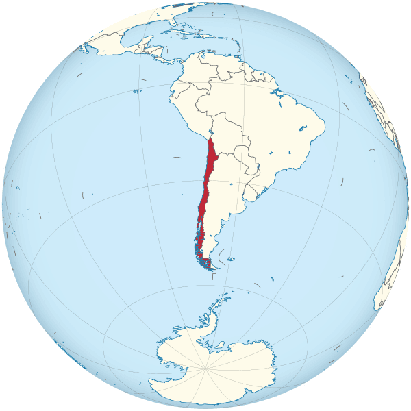 Chile Highlightedon Global Map PNG with transparent background