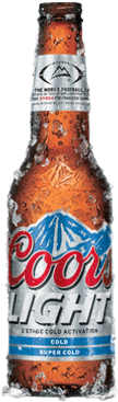 Chilled Coors Light Beer Bottle PNG image with a transparent background, free high-resolution download