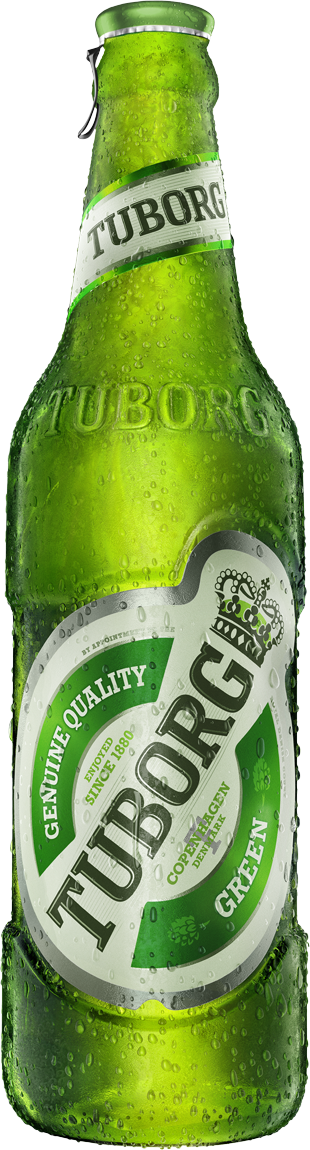 Chilled Tuborg Beer Bottle PNG image with a transparent background, free high-resolution download