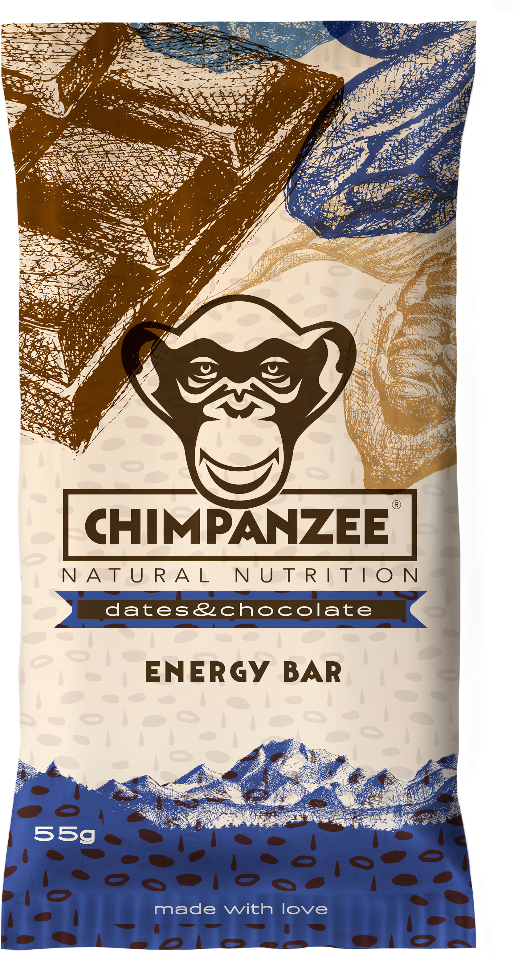 Chimpanzee Energy Bar Dates Chocolate55g Packaging