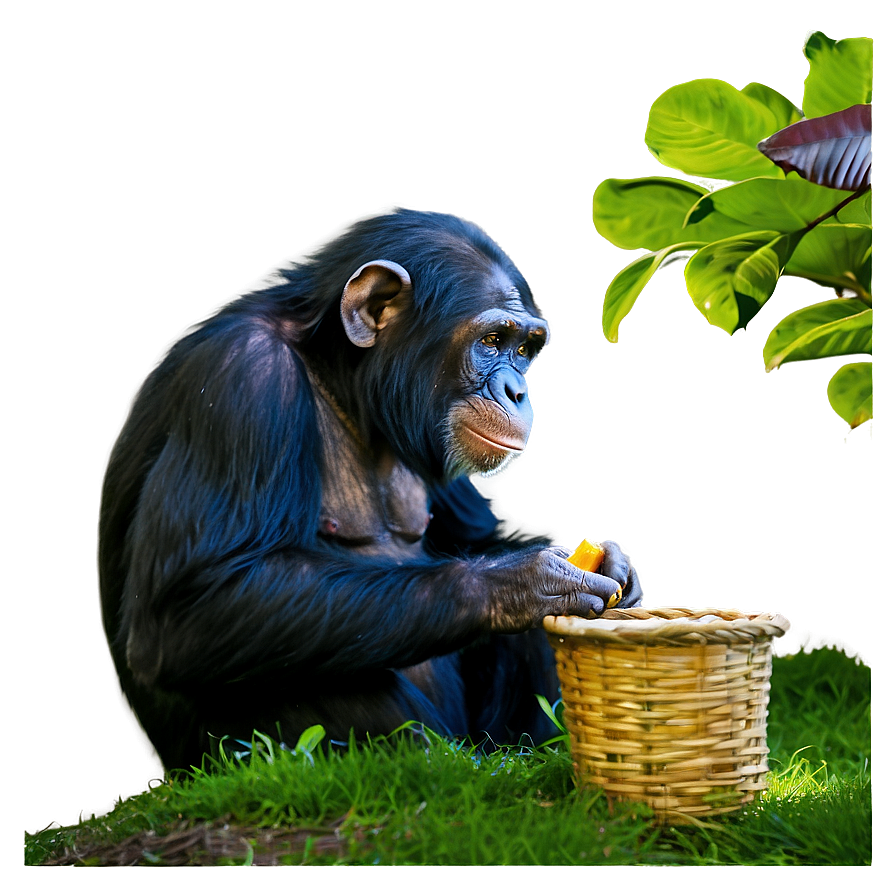 Chimpanzee Enjoying A Meal Png Juw85