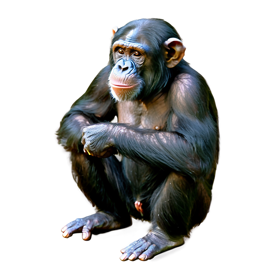 Chimpanzee In A Reflective Pose Png Xlu