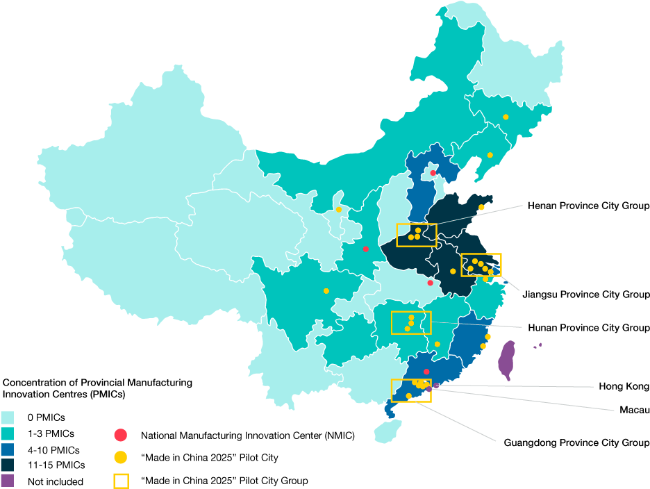 China Manufacturing Innovation Centers Map