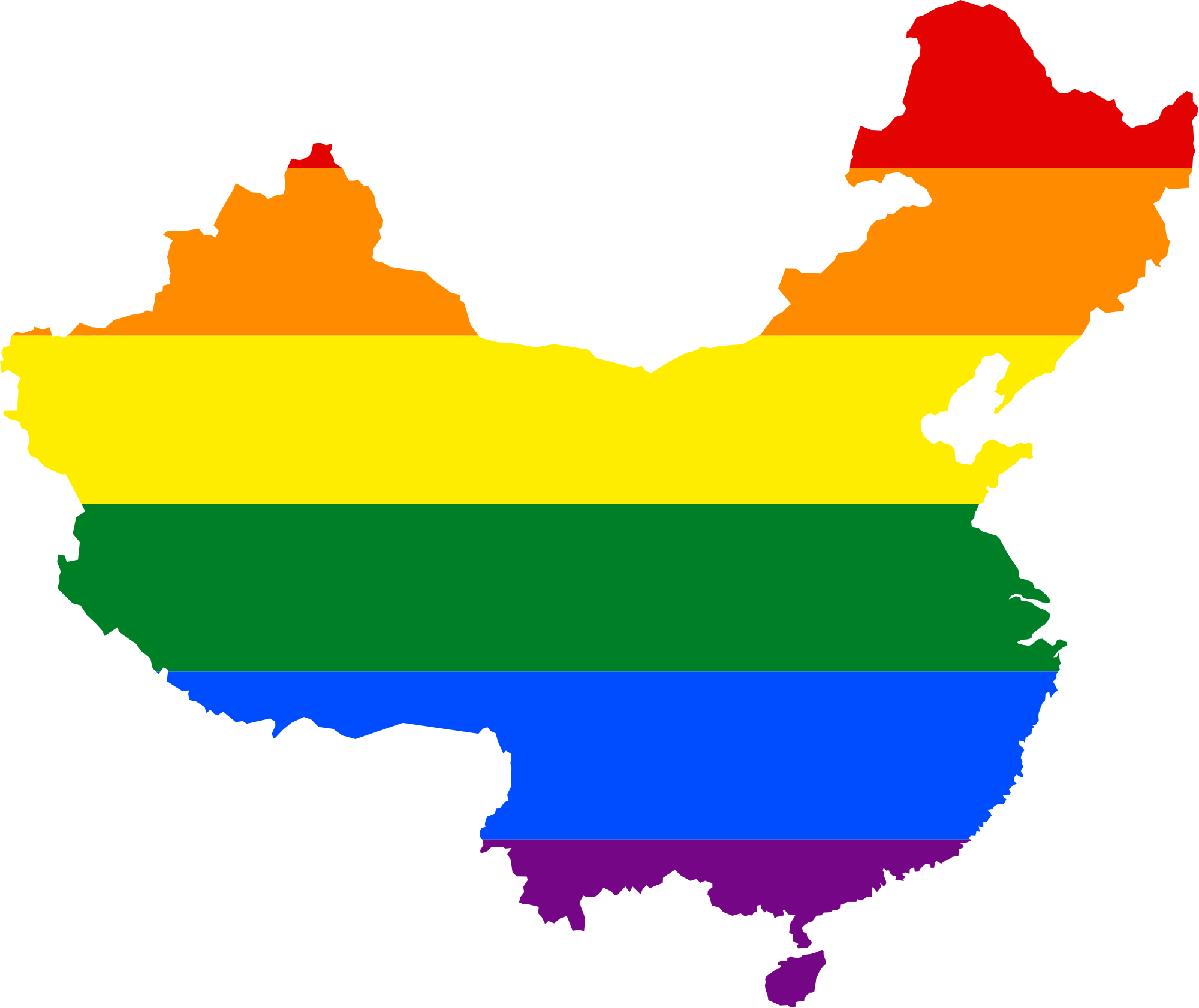 China Map Rainbow Colors