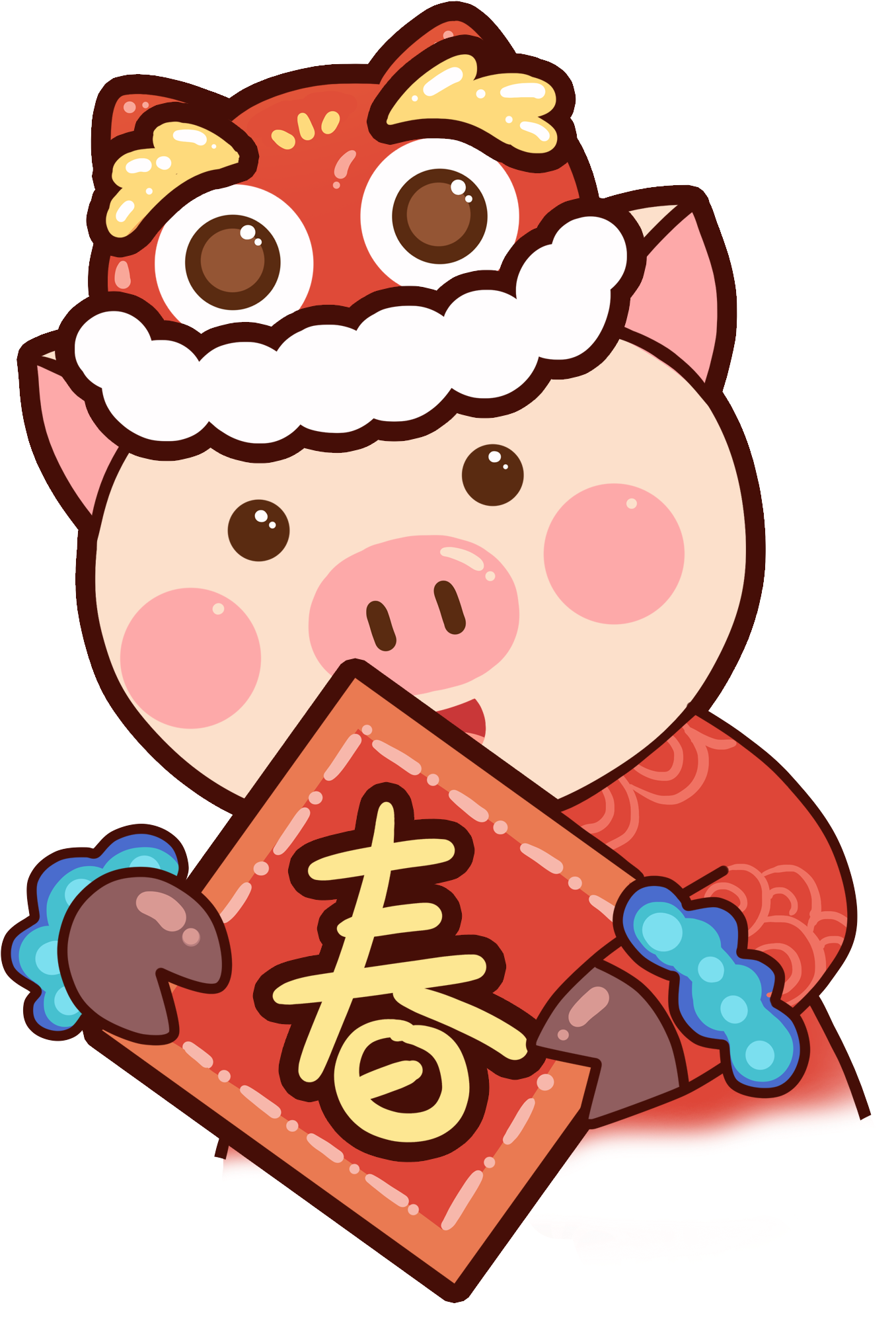 Chinese New Year Celebratory Pig Cartoon