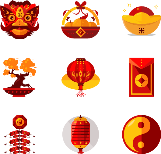 Chinese New Year Icons Set