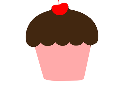 Chocolate Cherry Cupcake Illustration PNG with transparent background