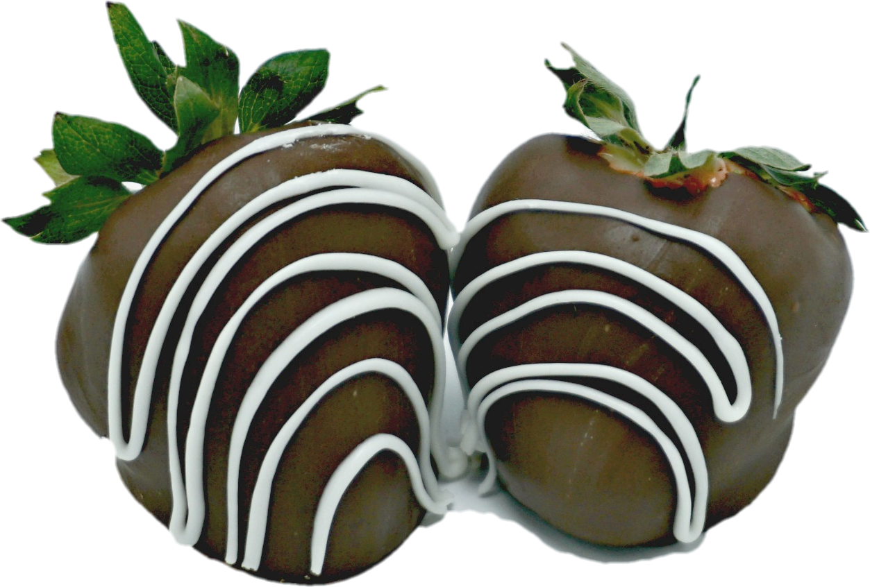 Chocolate Covered Strawberrieswith White Drizzle PNG with transparent background