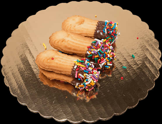 Chocolate Dipped Sprinkle Cookieson Gold Platter.jpg