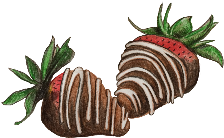 Chocolate Drizzled Strawberries Illustration