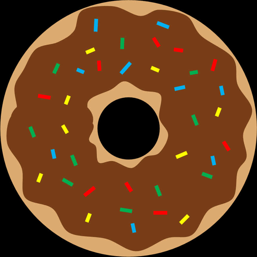 Chocolate Sprinkled Donut Illustration PNG with transparent background