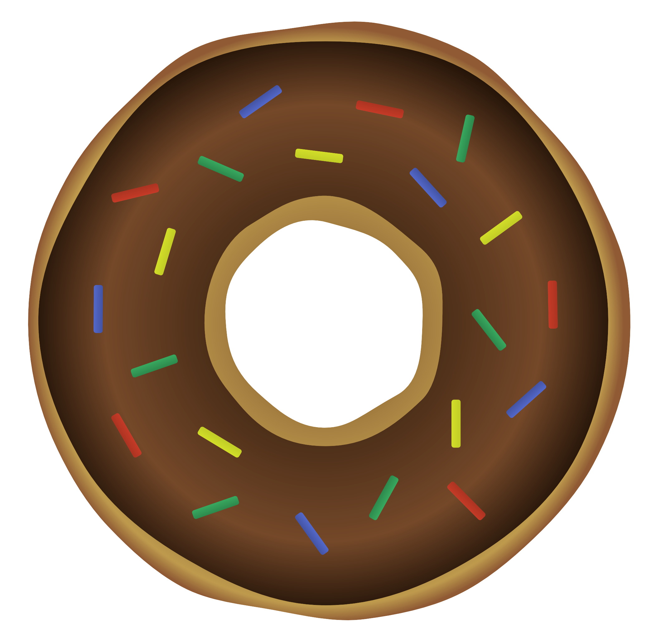 Chocolate Sprinkled Donut Illustration PNG with transparent background