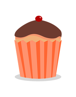 Chocolate Topped Cupcake Illustration PNG with transparent background