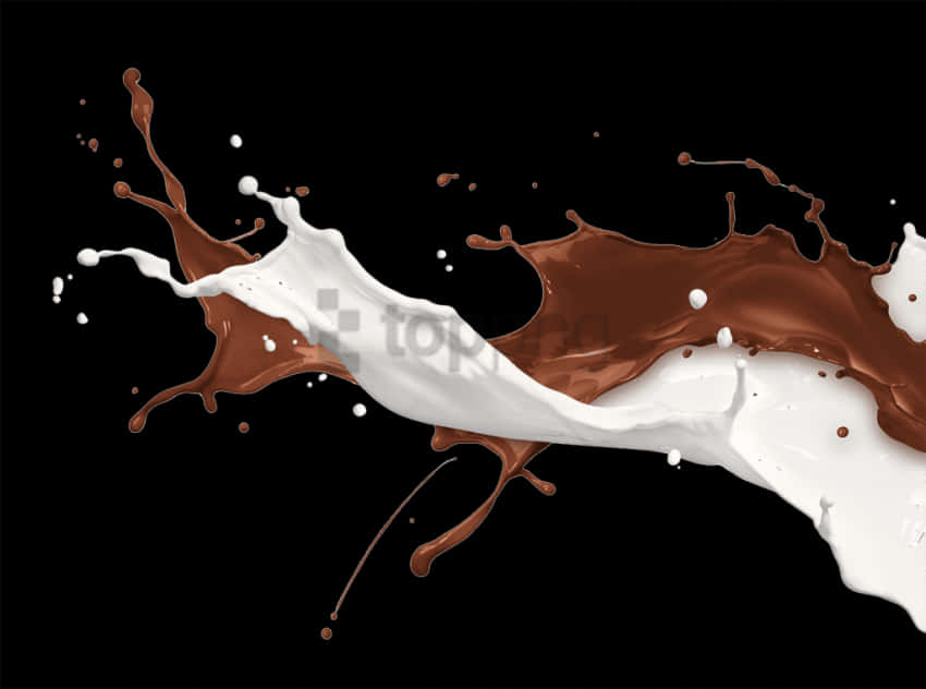Chocolateand Milk Splash Dynamic Contrast PNG with transparent background