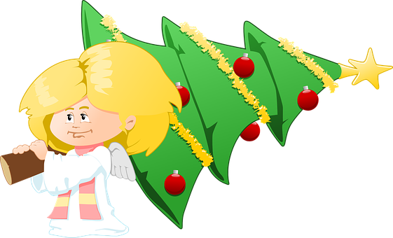 Christmas Angel Carrying Tree