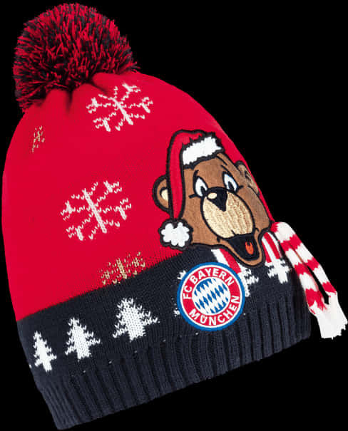 Christmas Beaniewith Bearand Snowflakes