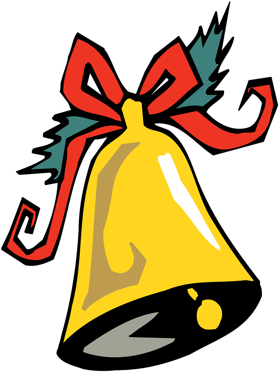 Christmas Bell With Red Ribbon Illustration