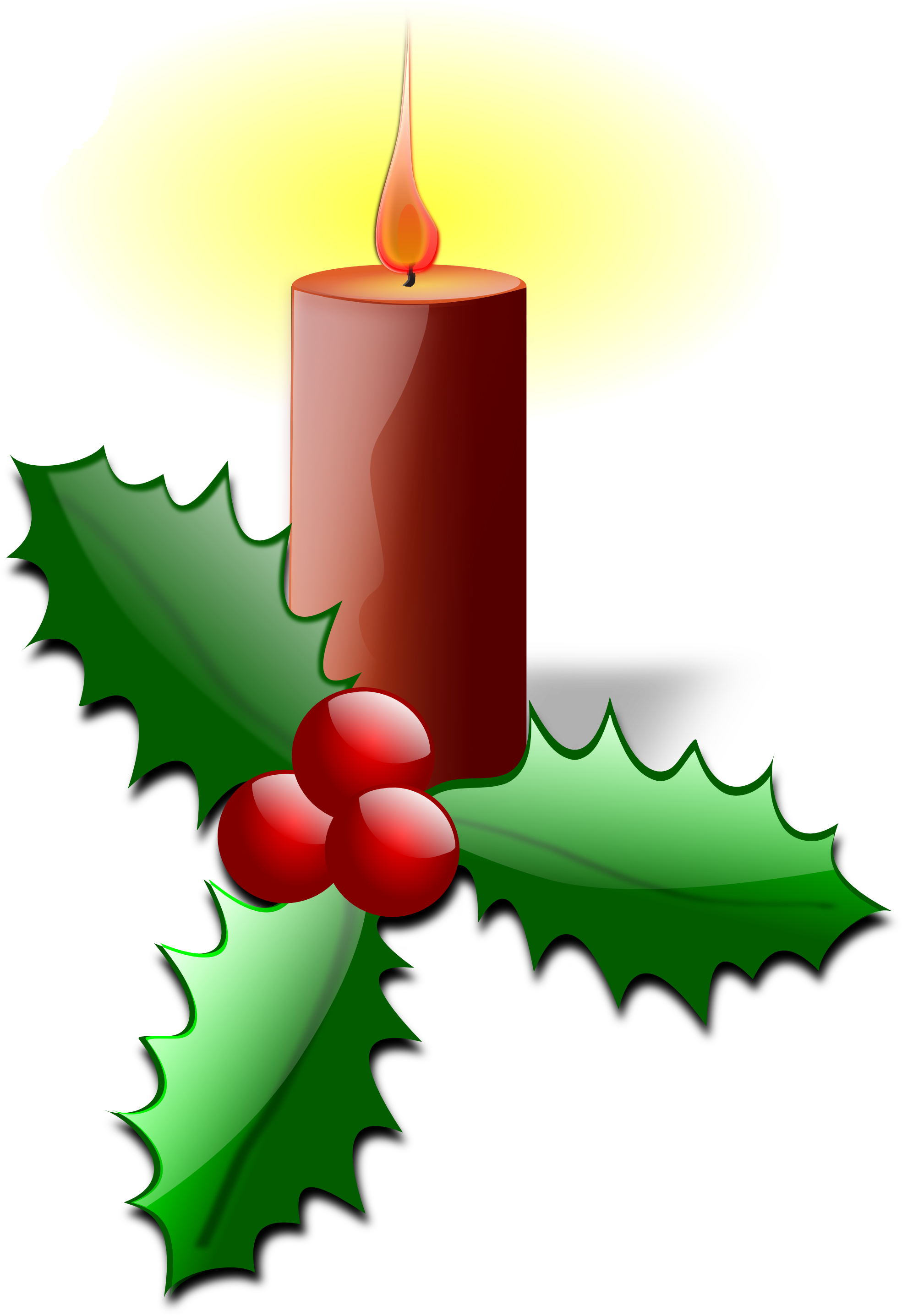 Christmas Candle Holly Clipart